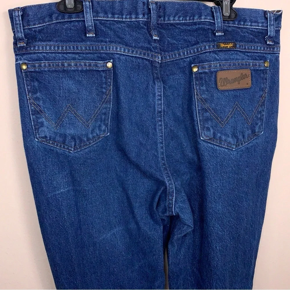 Actual 37x33 Wrangler Slim Fit Blue Denim Jeans 36MWZ Western Bootcut Cowboy Cut